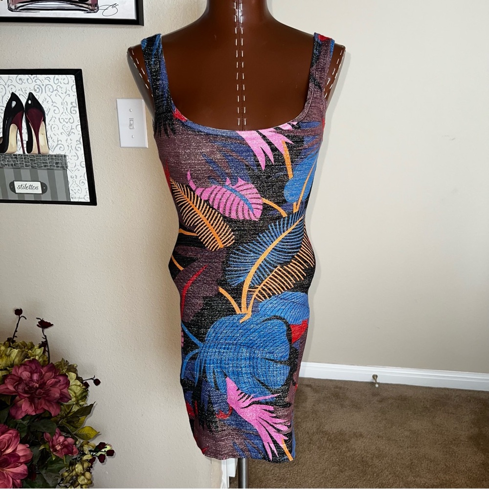 Marciano Multicolor Tropical Print Mini Dress